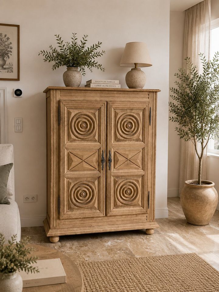 Armoire ancienne en chêne massif restaurée par aérogommage — ANTIQUA, Aix-en-Provence